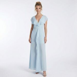 BCBGMAXAZRIA Pale Blue Evette Ruffle Chiffon Gown 6 NWT Formal Wedding Dress